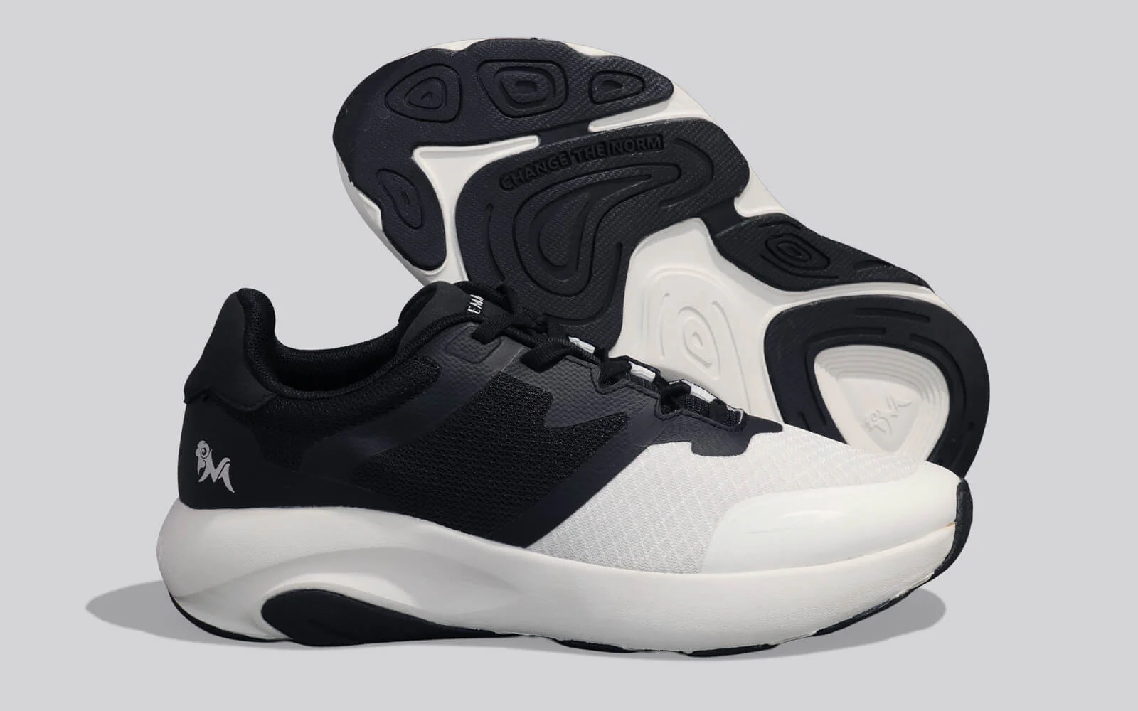 Color Block Sneakers for Men : Black White - Image 4
