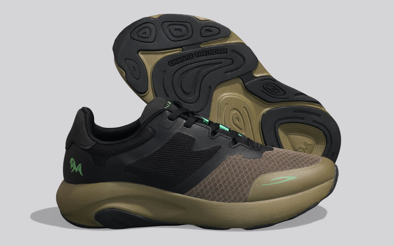 Color Block Sneakers for Women : Olive Black - Image 4