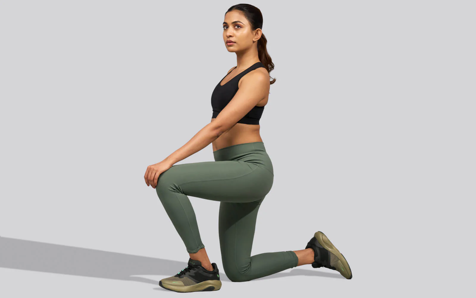 Color Block Sneakers for Women : Olive Black - Image 6