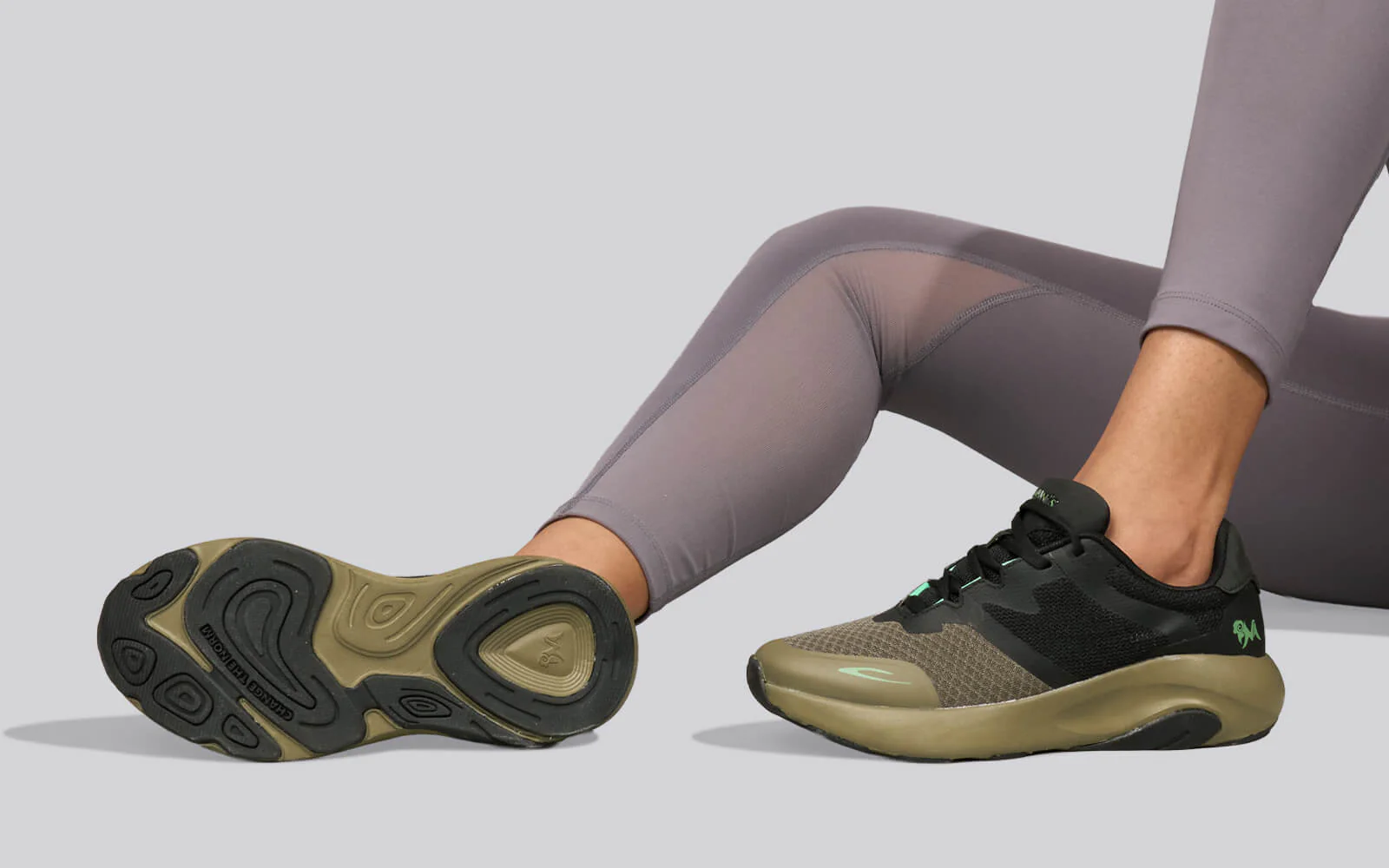 Color Block Sneakers for Women : Olive Black - Image 7