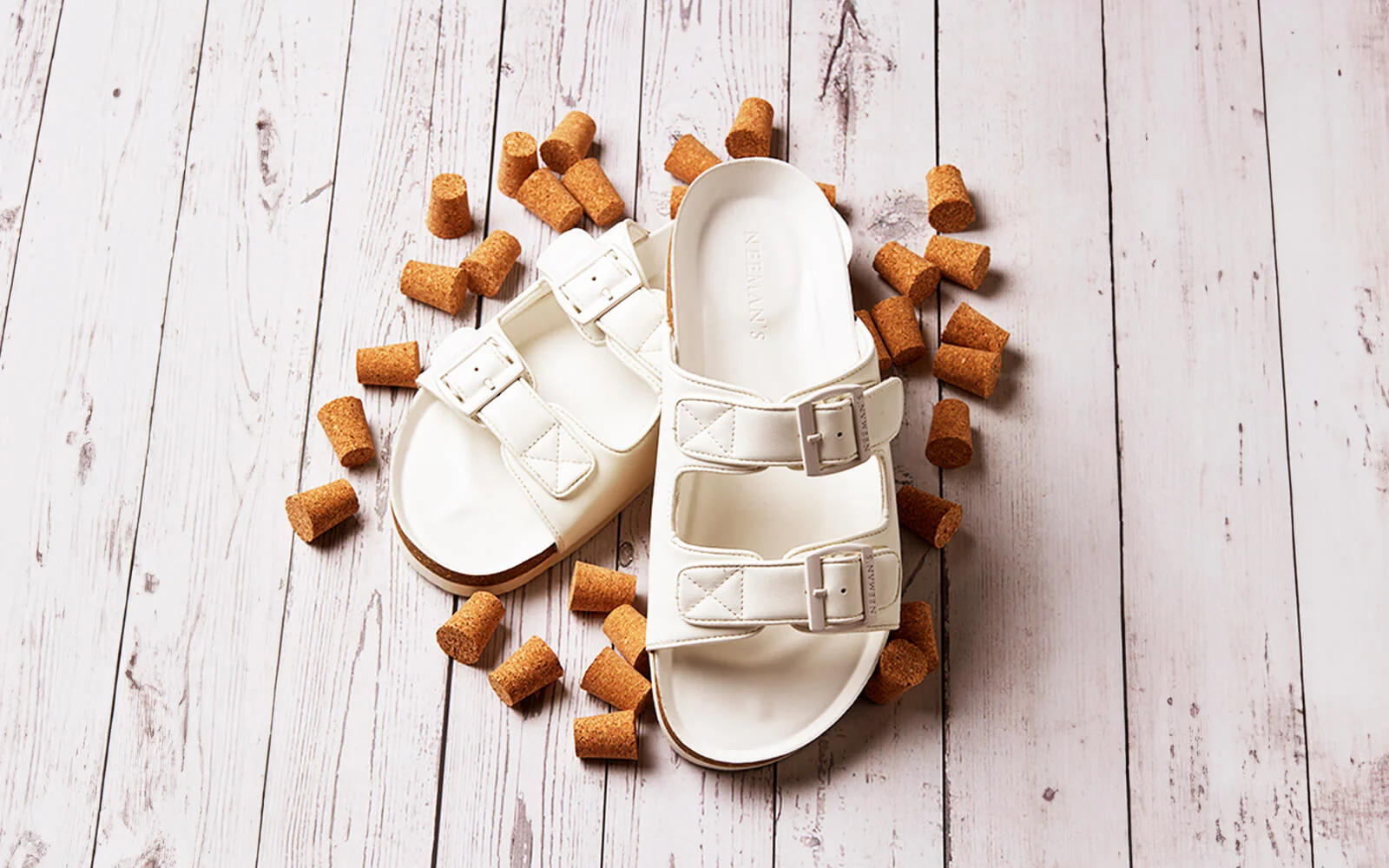 Cork Sandals : Brilliant White - Image 2