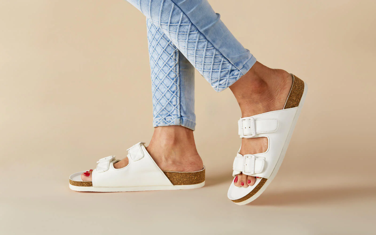Cork Sandals : Brilliant White - Image 8