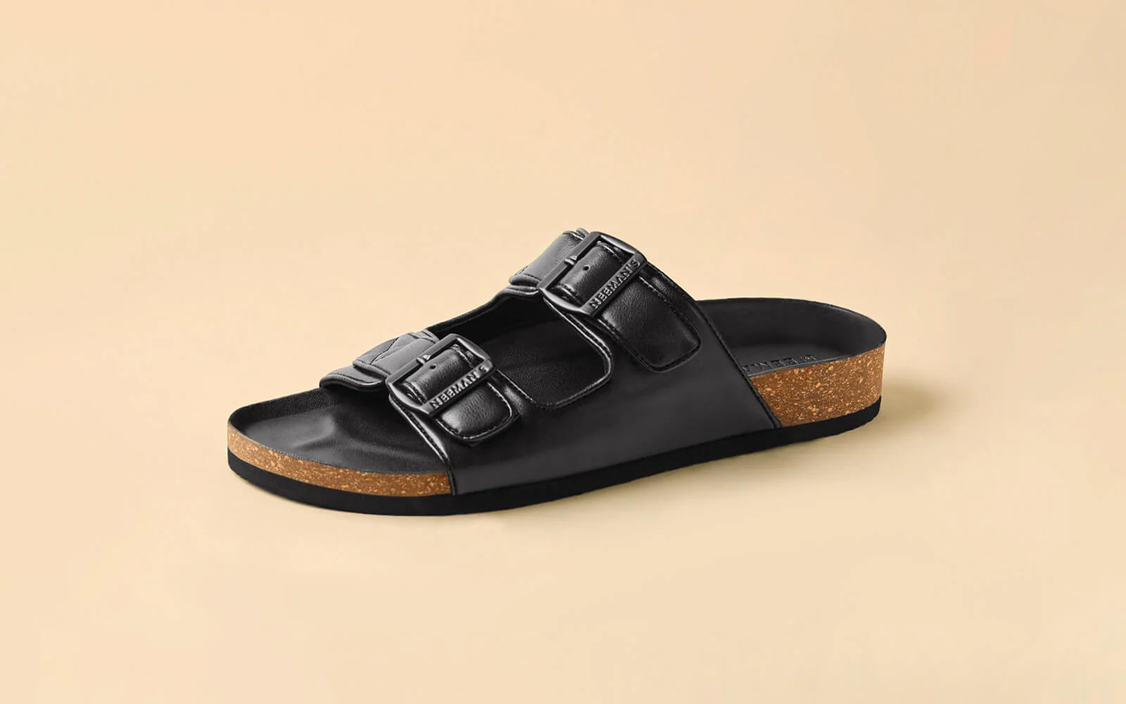 Cork Sandals : Solid Black - Image 3