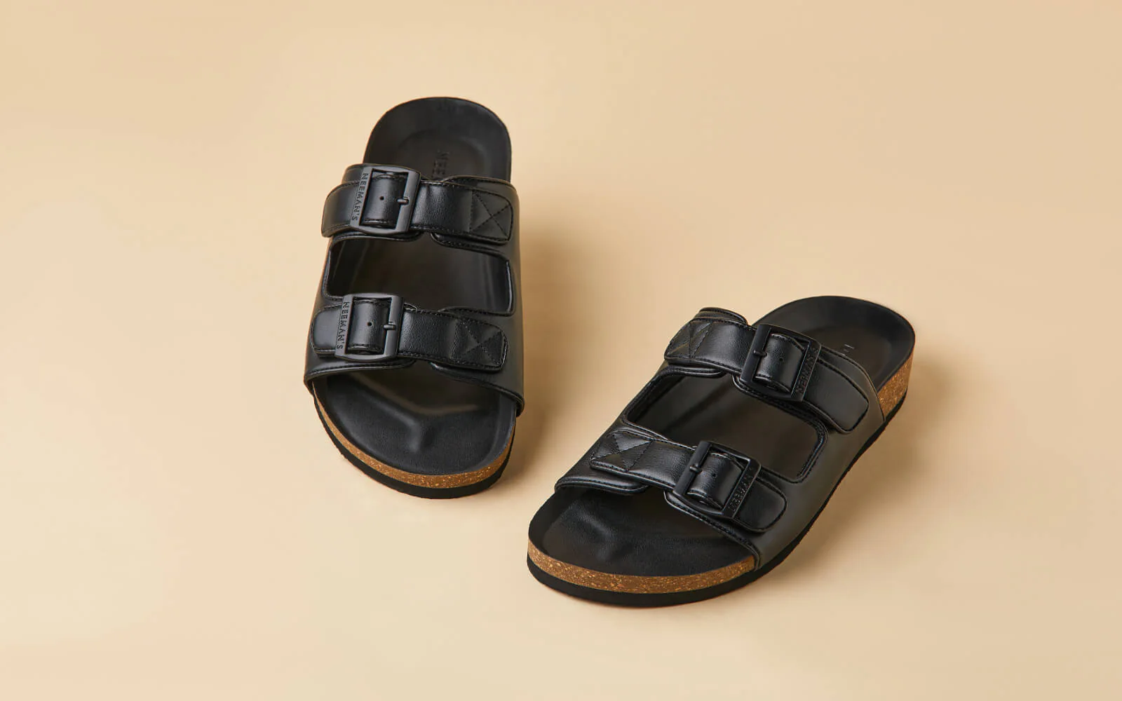 Cork Sandals : Solid Black - Image 4