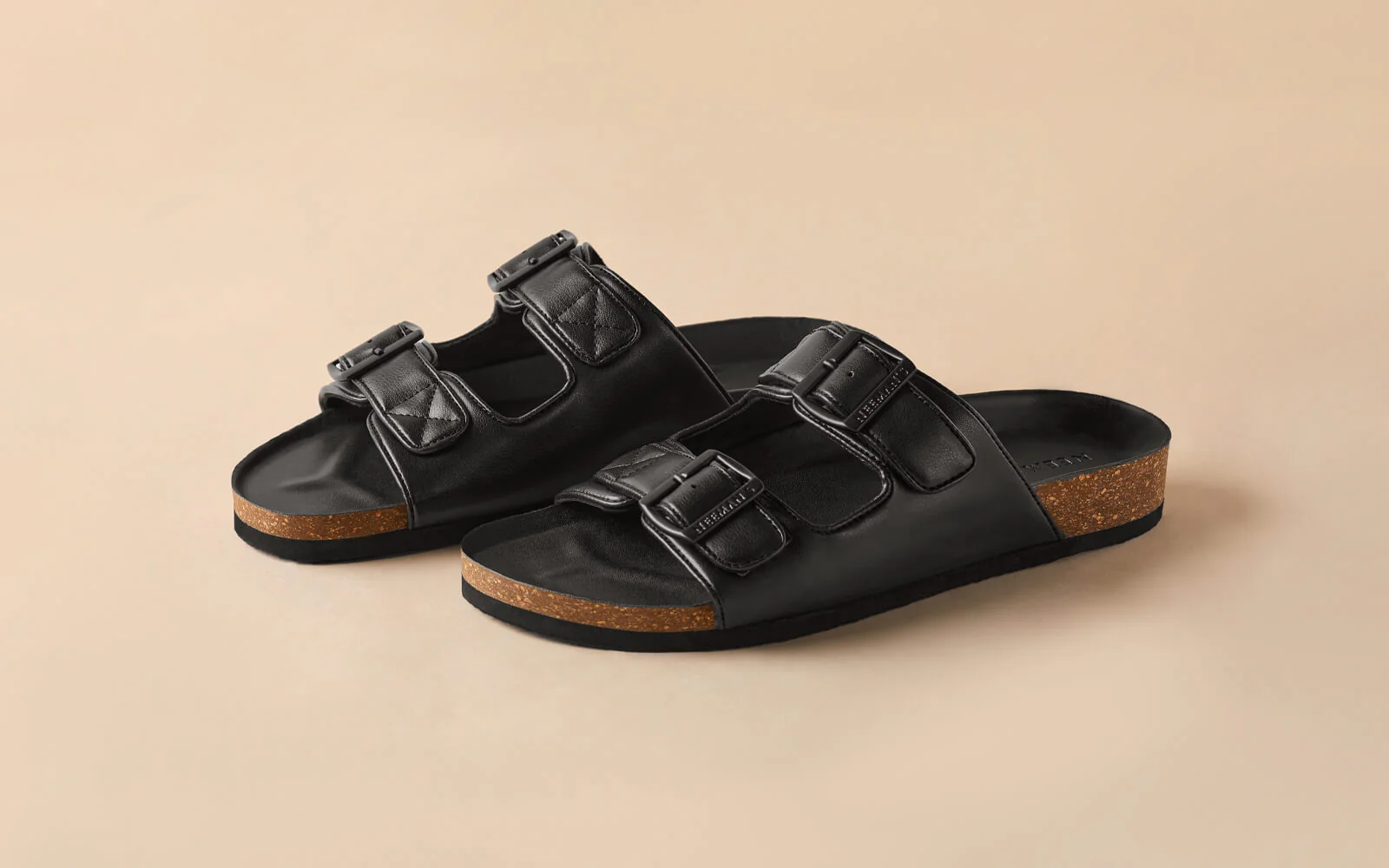 Cork Sandals : Solid Black - Image 6