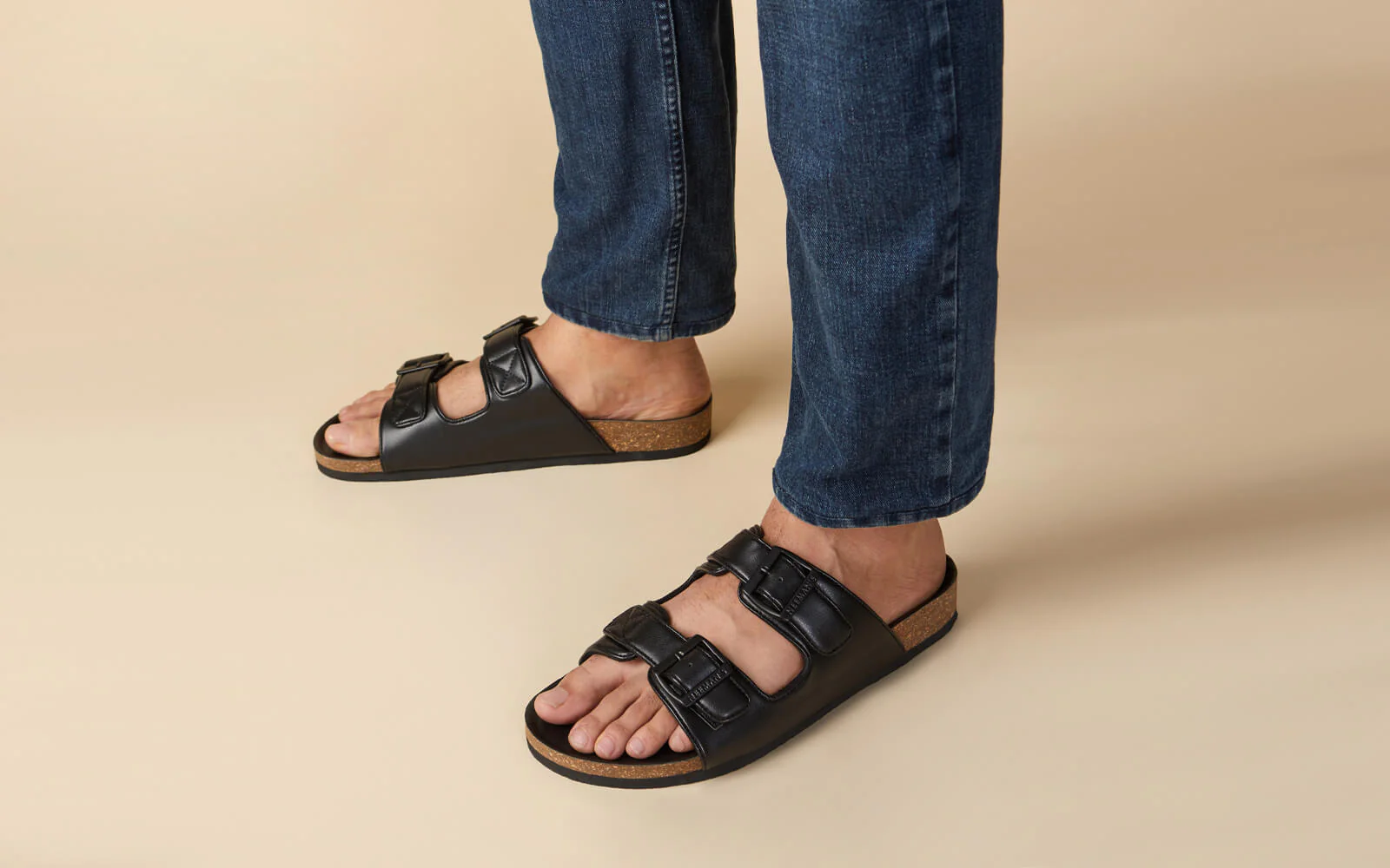 Cork Sandals : Solid Black - Image 8