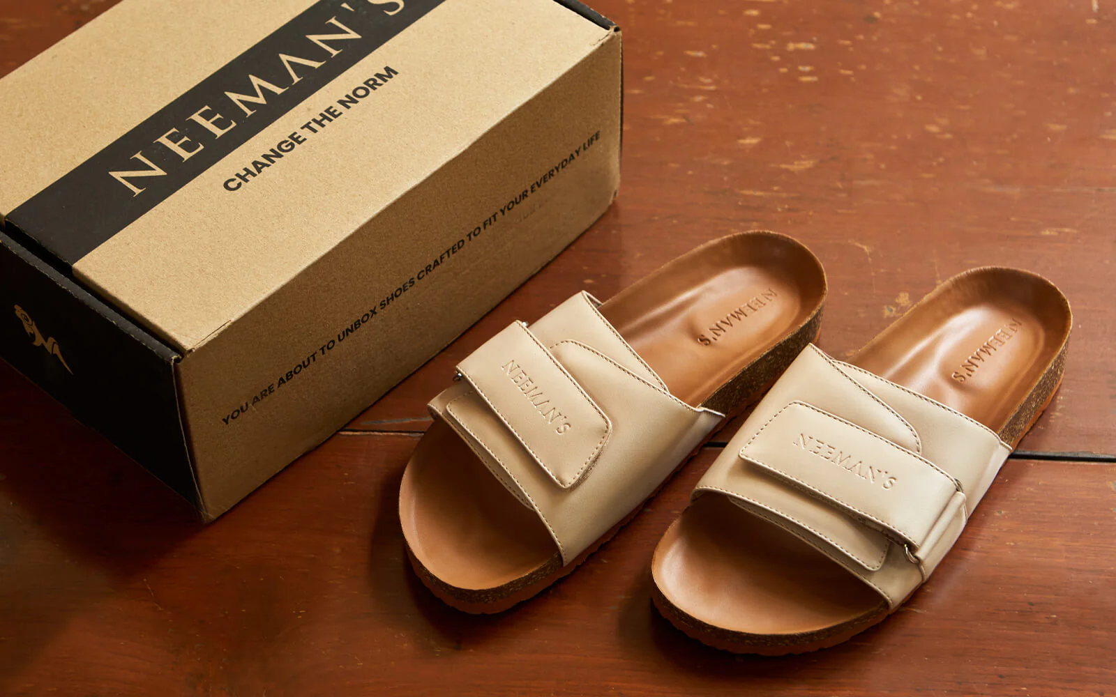 Cork Slides : Tan-White - Image 3