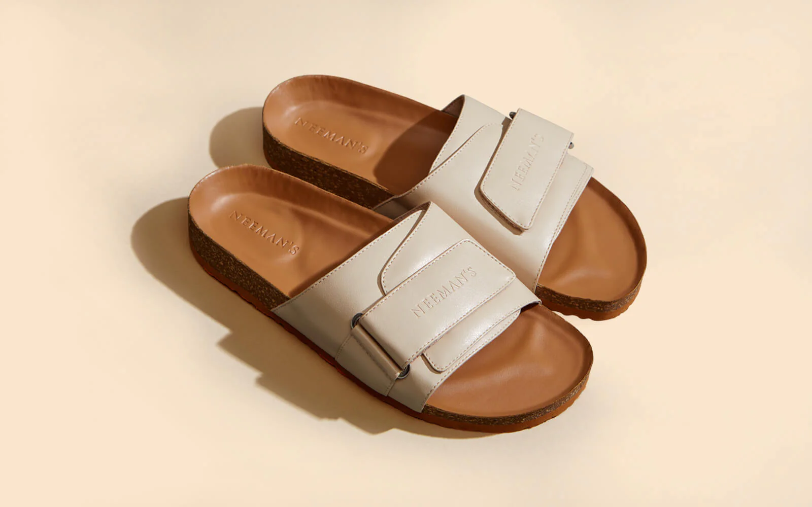 Cork Slides : Tan-White - Image 6