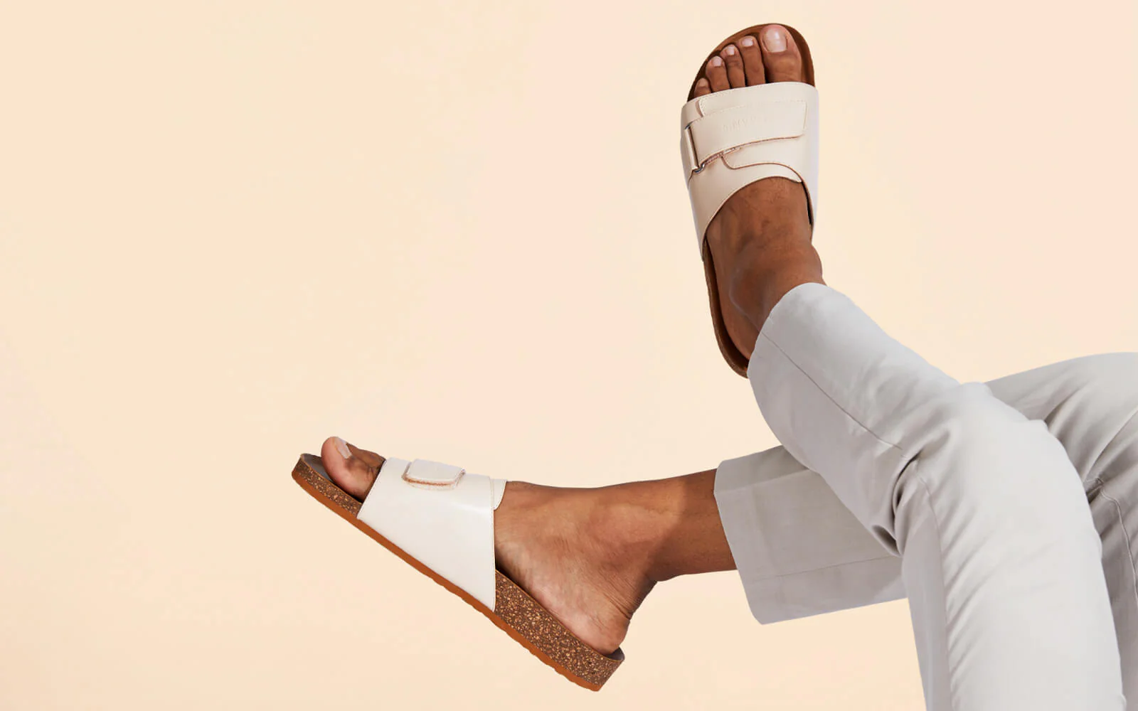 Cork Slides : Tan-White - Image 8