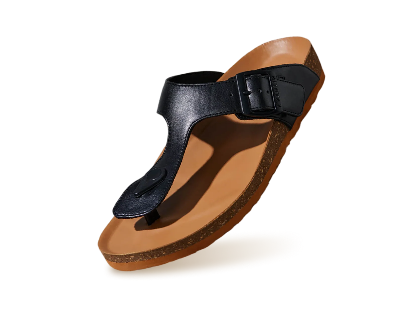 Cork Thong Sandals : Black-Tan - Image 10