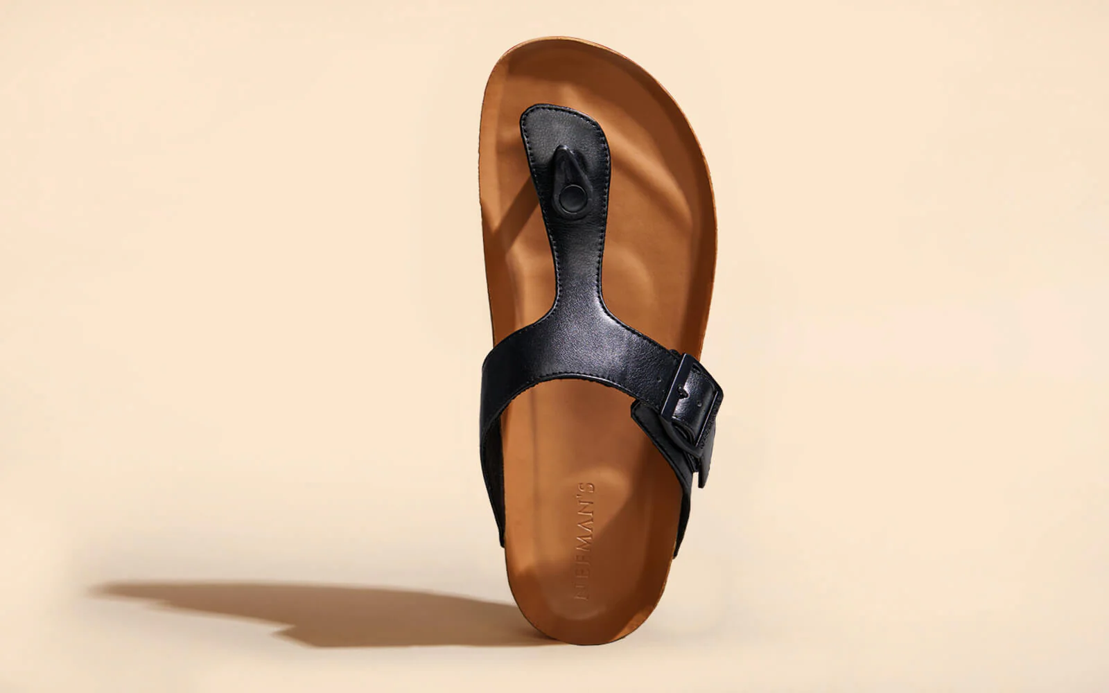 Cork Thong Sandals : Black-Tan - Image 5