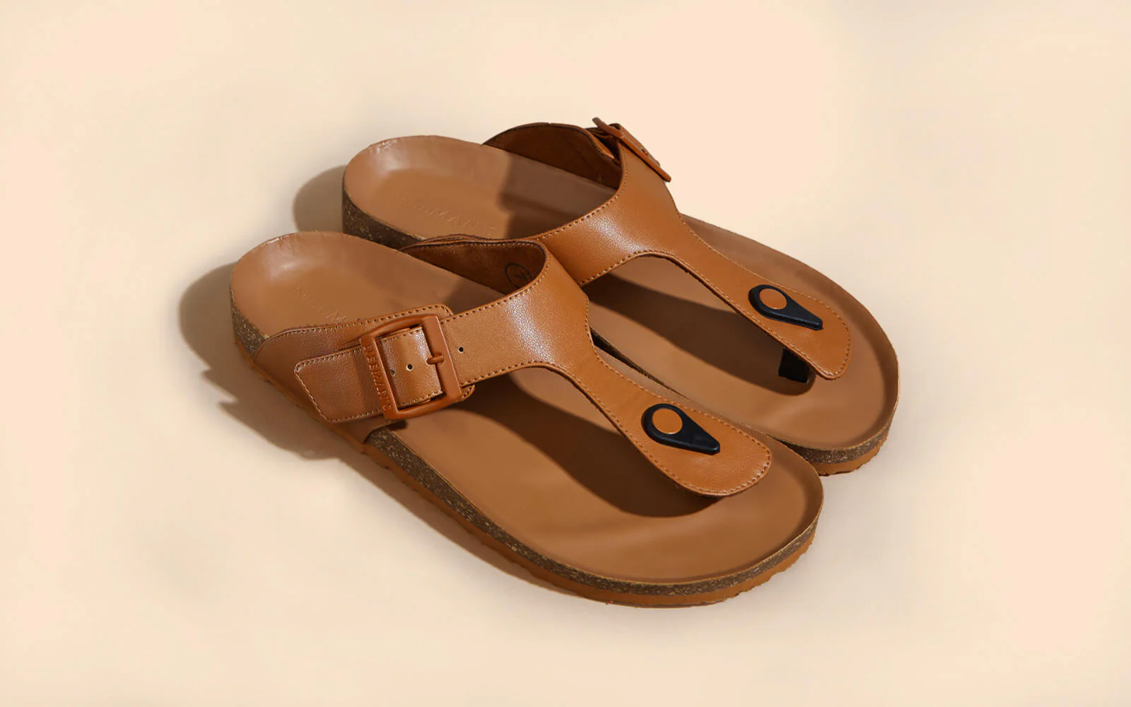 Cork Thong Sandals : Tan - Image 6