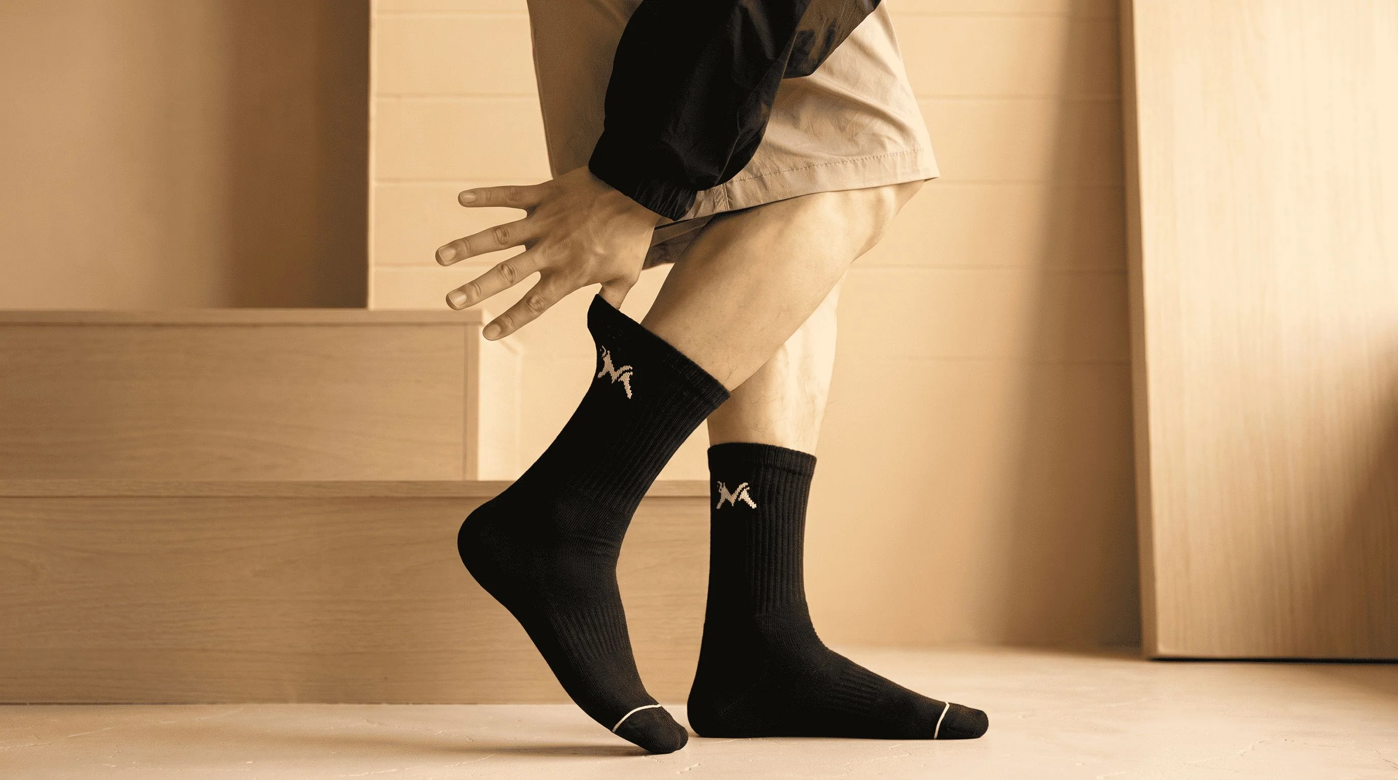Crew Length Socks : Black Grey White (Pack of 3) - Image 6