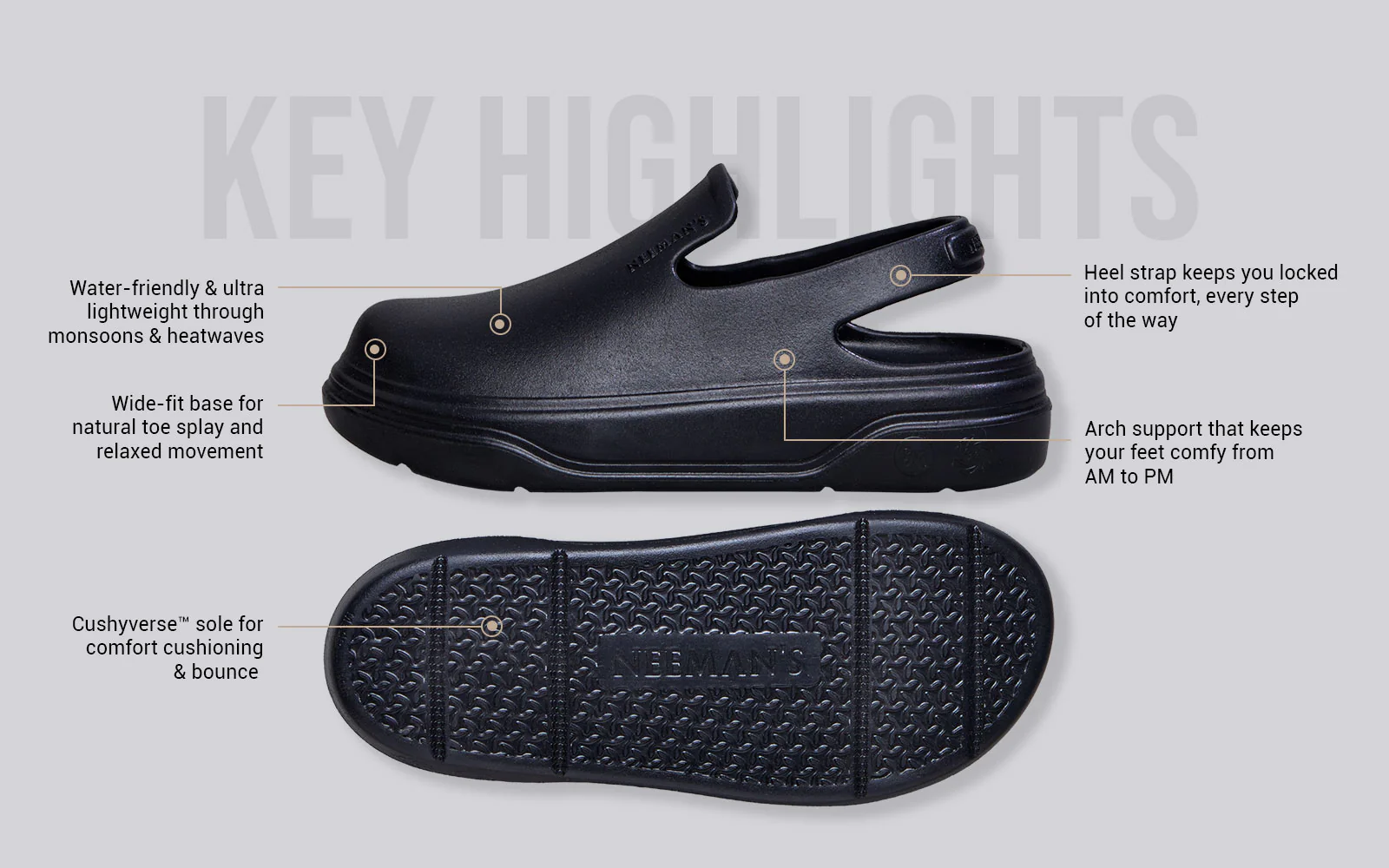 Cushers Clogs For Men : Black - Image 3