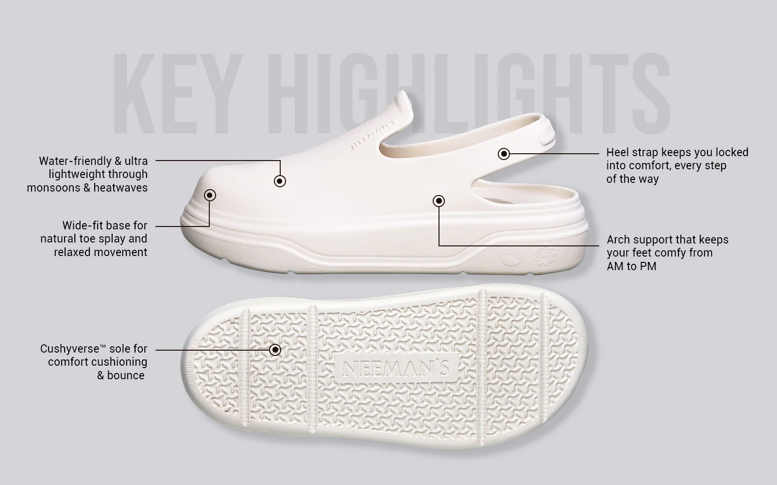Cushers Clogs For Men : Ivory White - Image 3