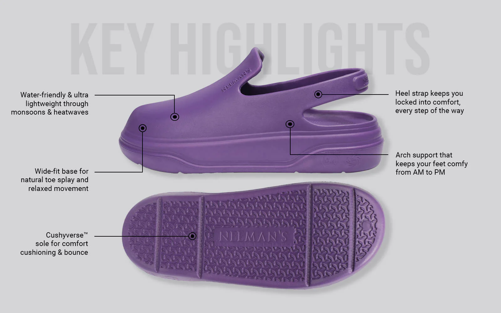 Cushers Clogs For Women : Pansy Purple - Image 3