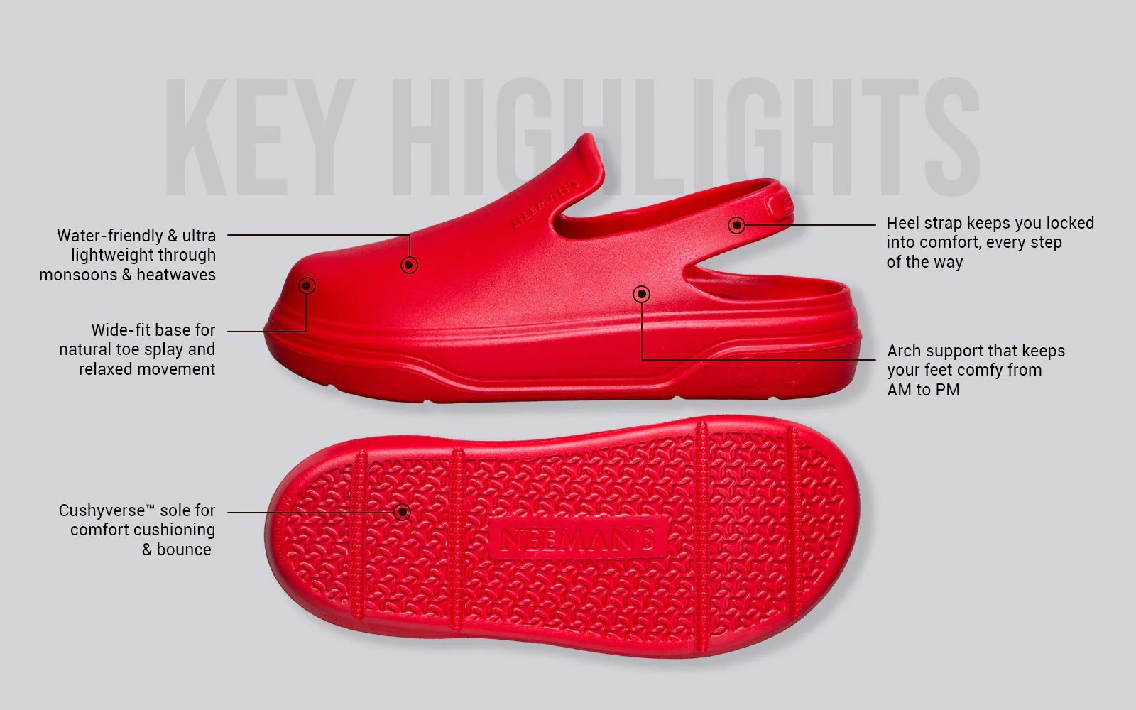 Cushers Clogs For Women : Red - Image 3