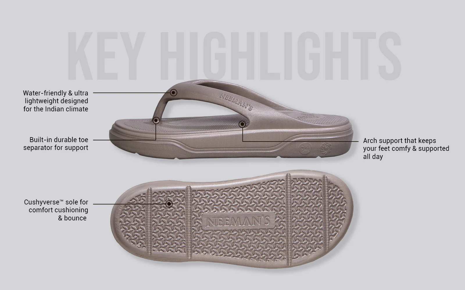 Cushers Flips For Men : Goat Grey - Image 4
