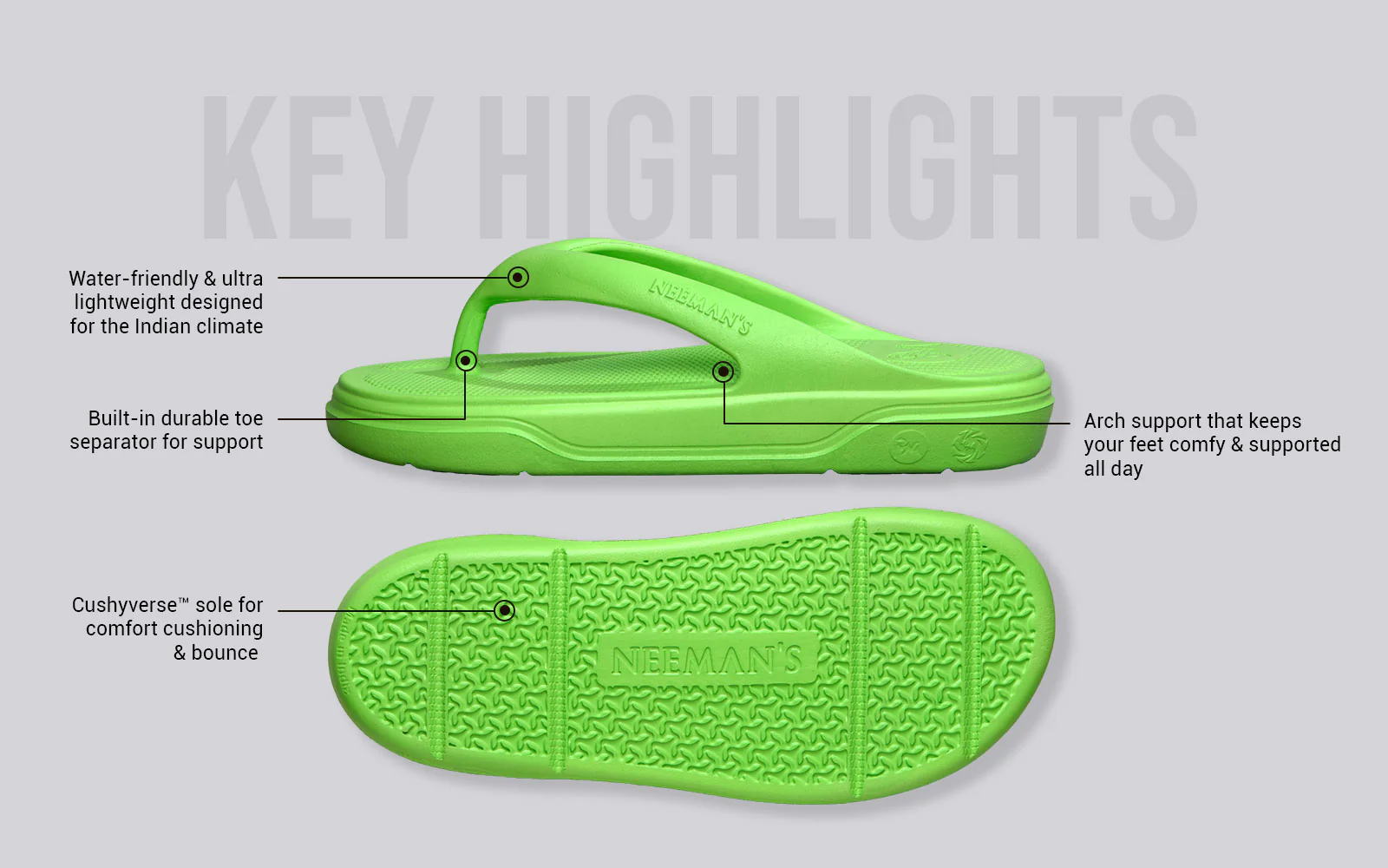 Cushers Flips For Men : Neon Green - Image 4