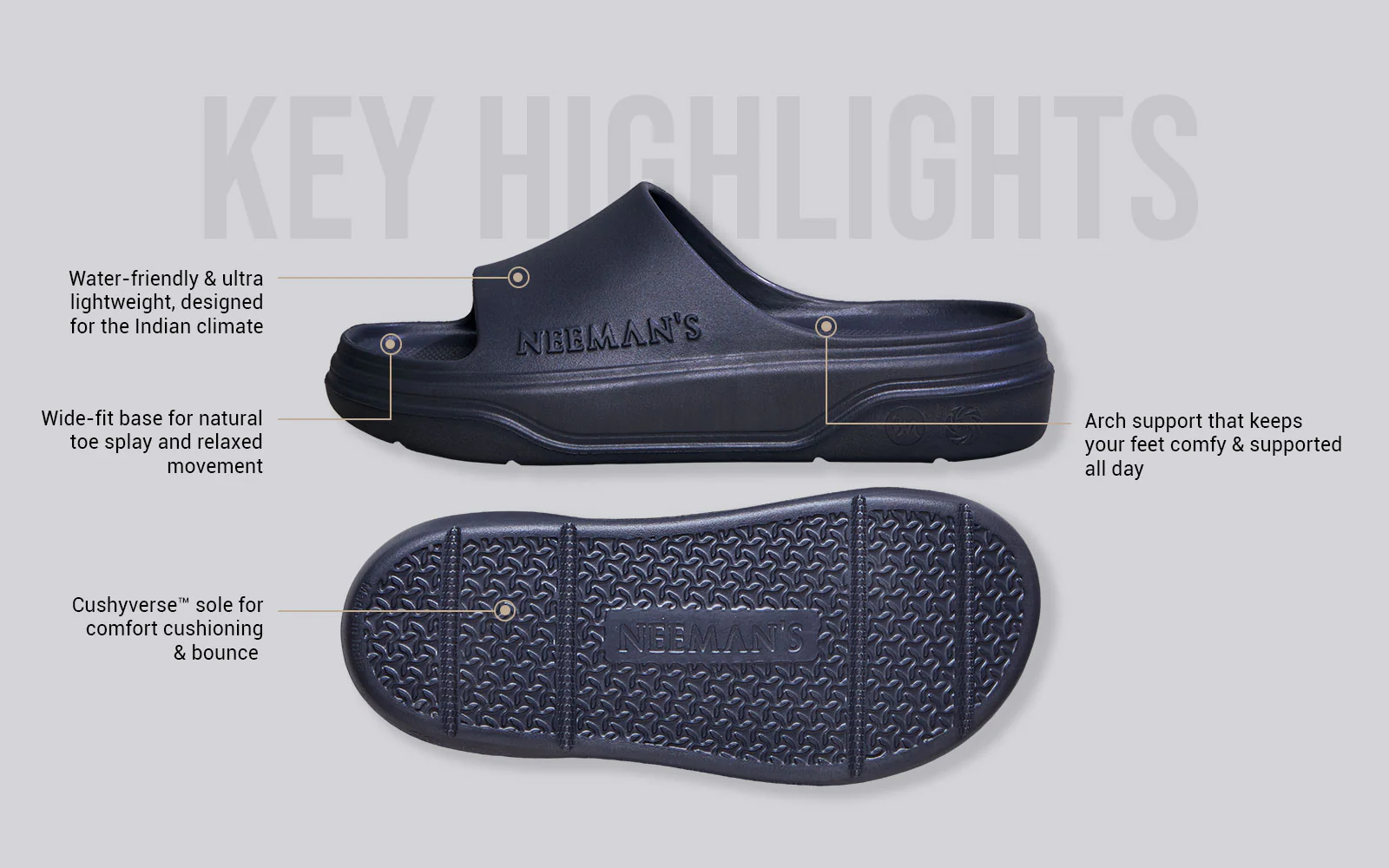 Cushers Slides For Men : Dark Grey - Image 4