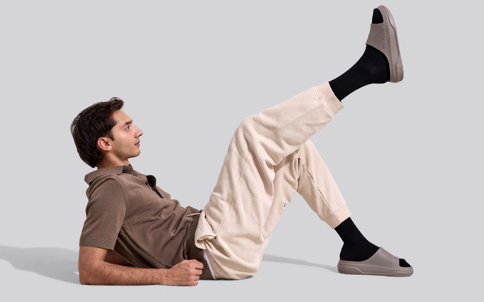 Cushers Slides For Men : Goat Grey - Image 8