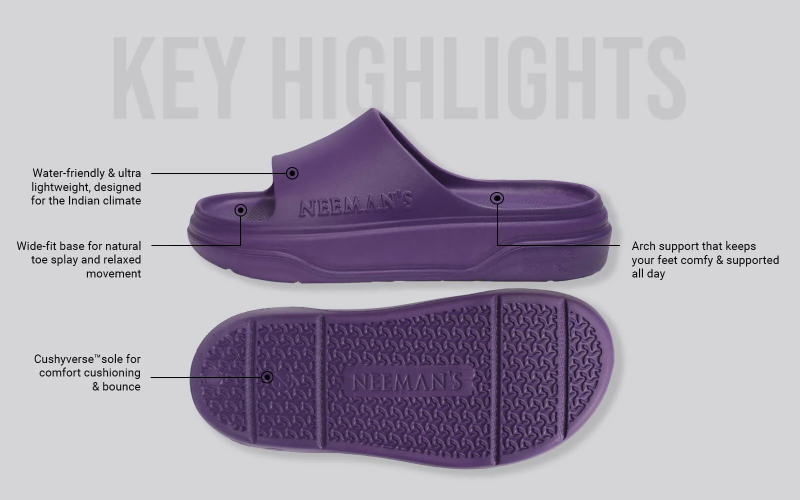Cushers Slides For Men : Pansy Purple - Image 3