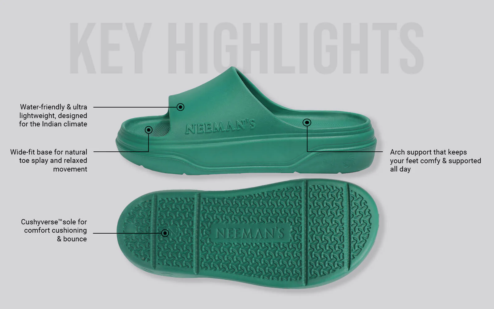 Cushers Slides For Men : Pepper Green - Image 3
