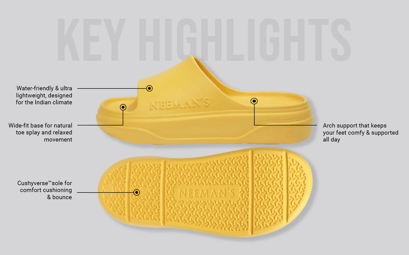 Cushers Slides For Men : Yellow - Image 3