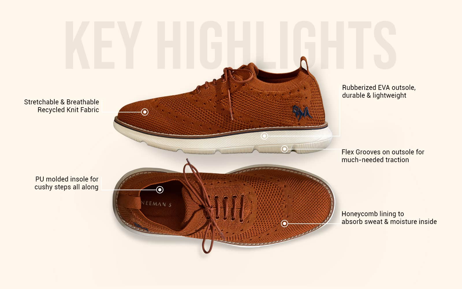 Dress Sneakers : Brown Ivory - Image 4