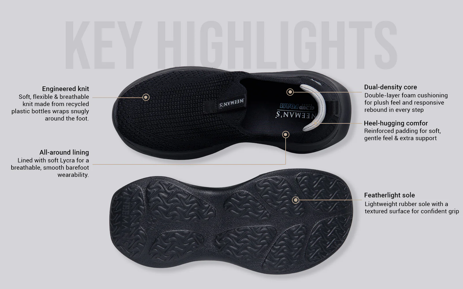 Ease Flow Slip Ons : Black - Image 5