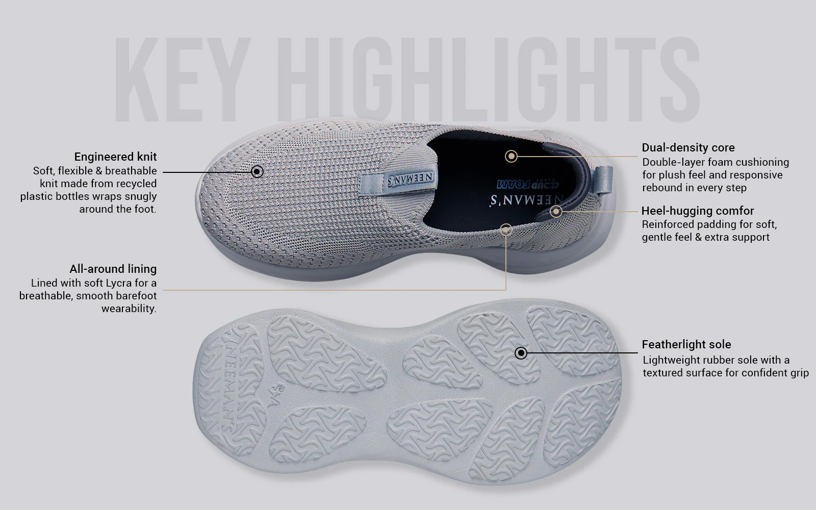 Ease Flow Slip Ons : Grey - Image 5