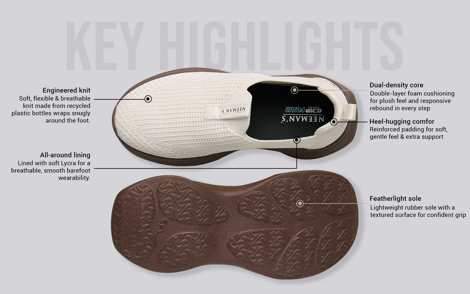 Ease Flow Slip Ons : Ivory Brown - Image 4