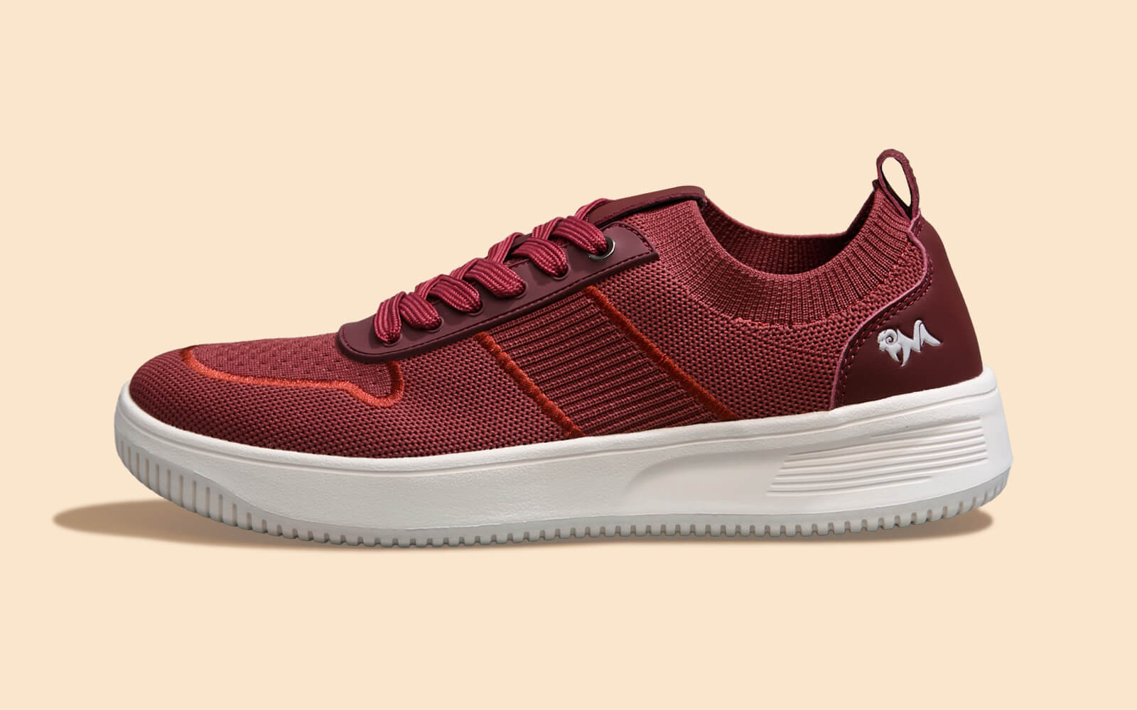 Embroidered Sneakers For Men : Maroon