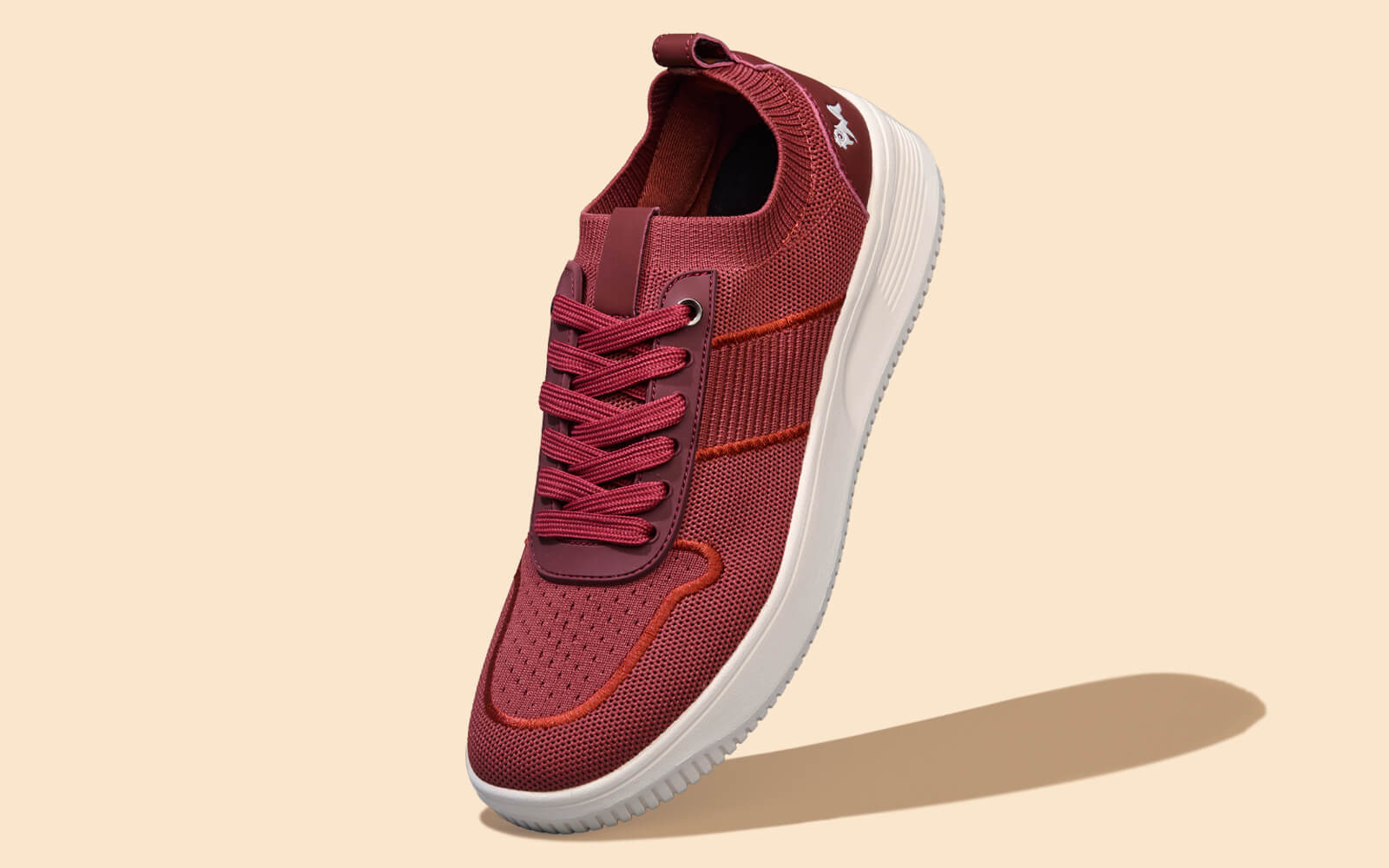 Embroidered Sneakers For Men : Maroon - Image 2