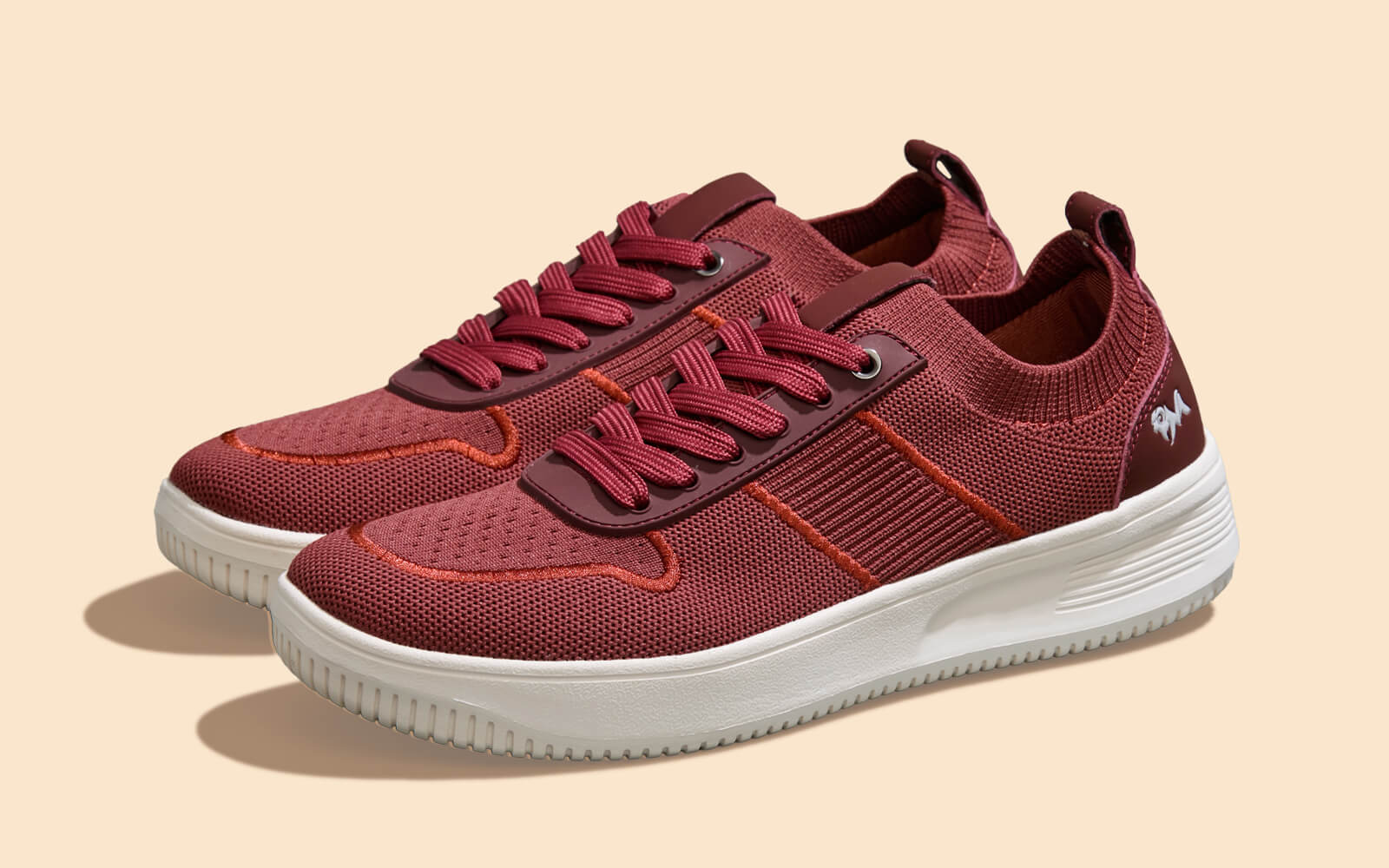 Embroidered Sneakers For Men : Maroon - Image 7