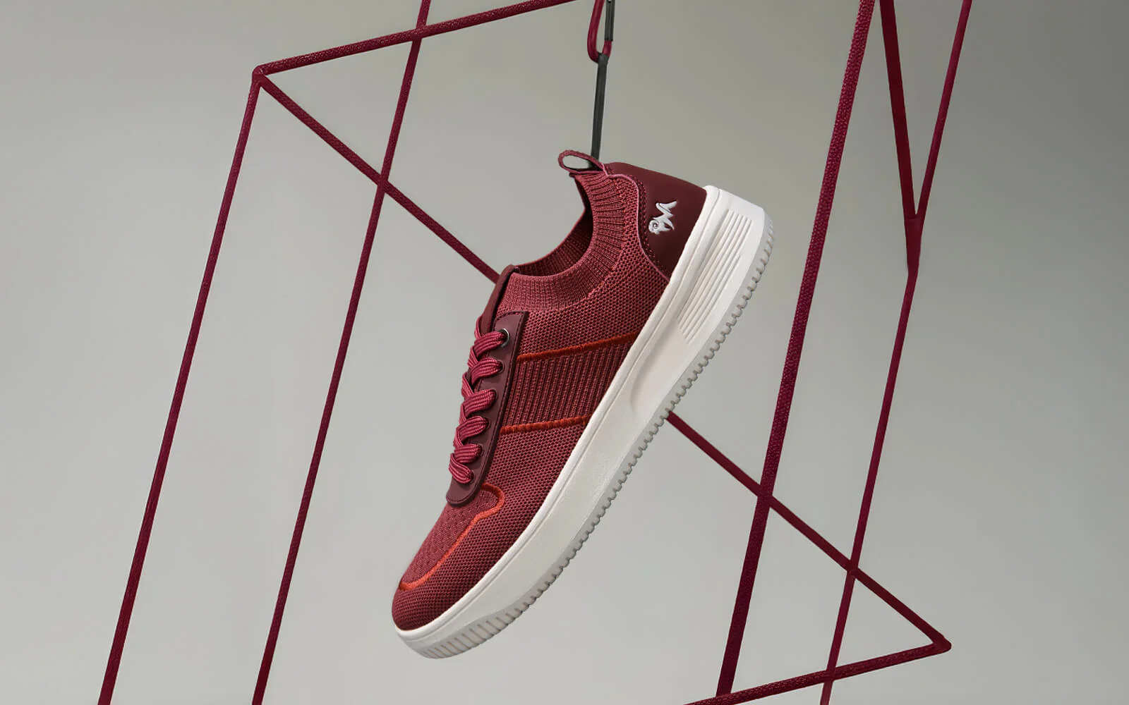 Embroidered Sneakers For Men : Maroon - Image 8