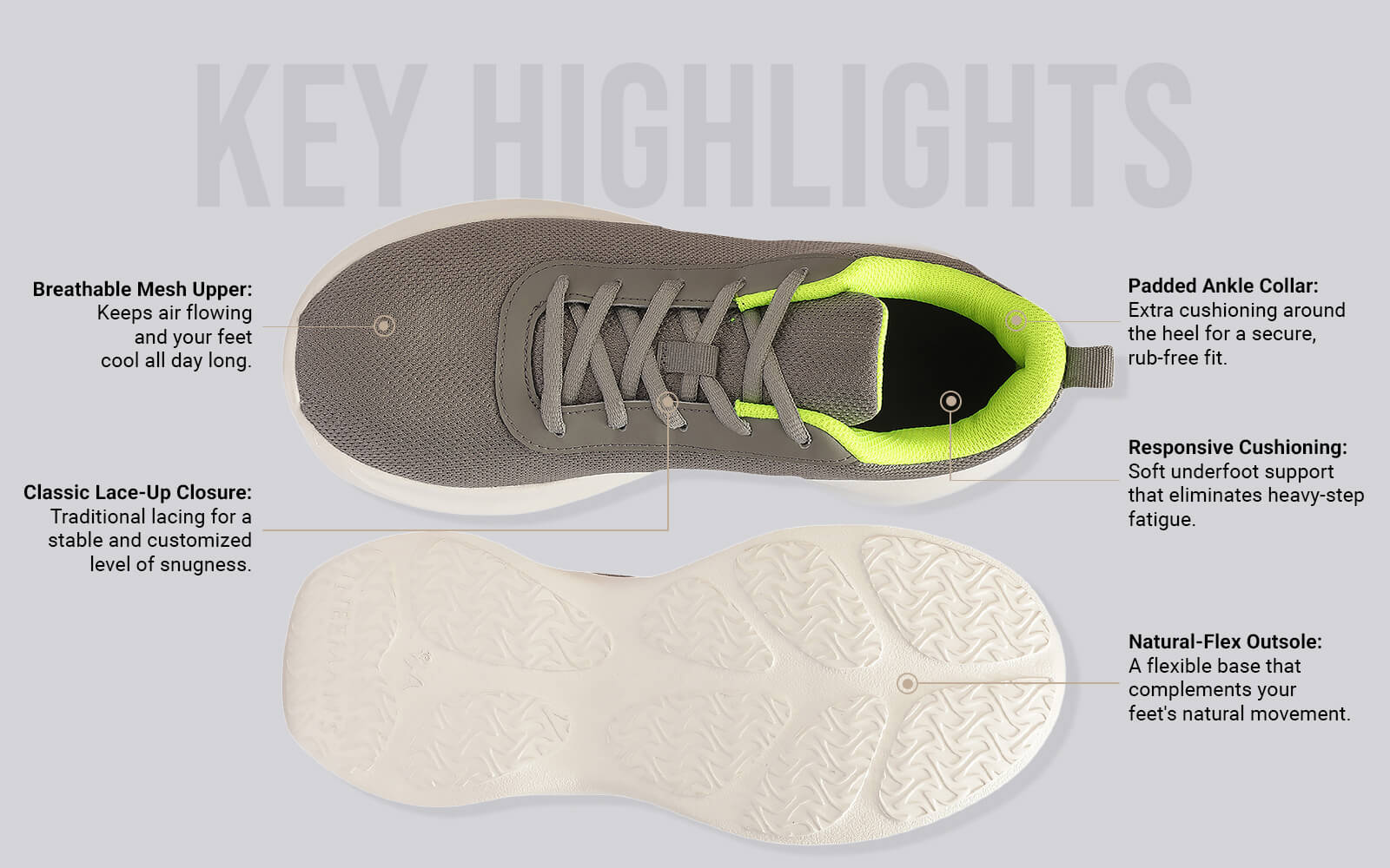 Everyday Routine Sneakers For Men : Grey - Image 3