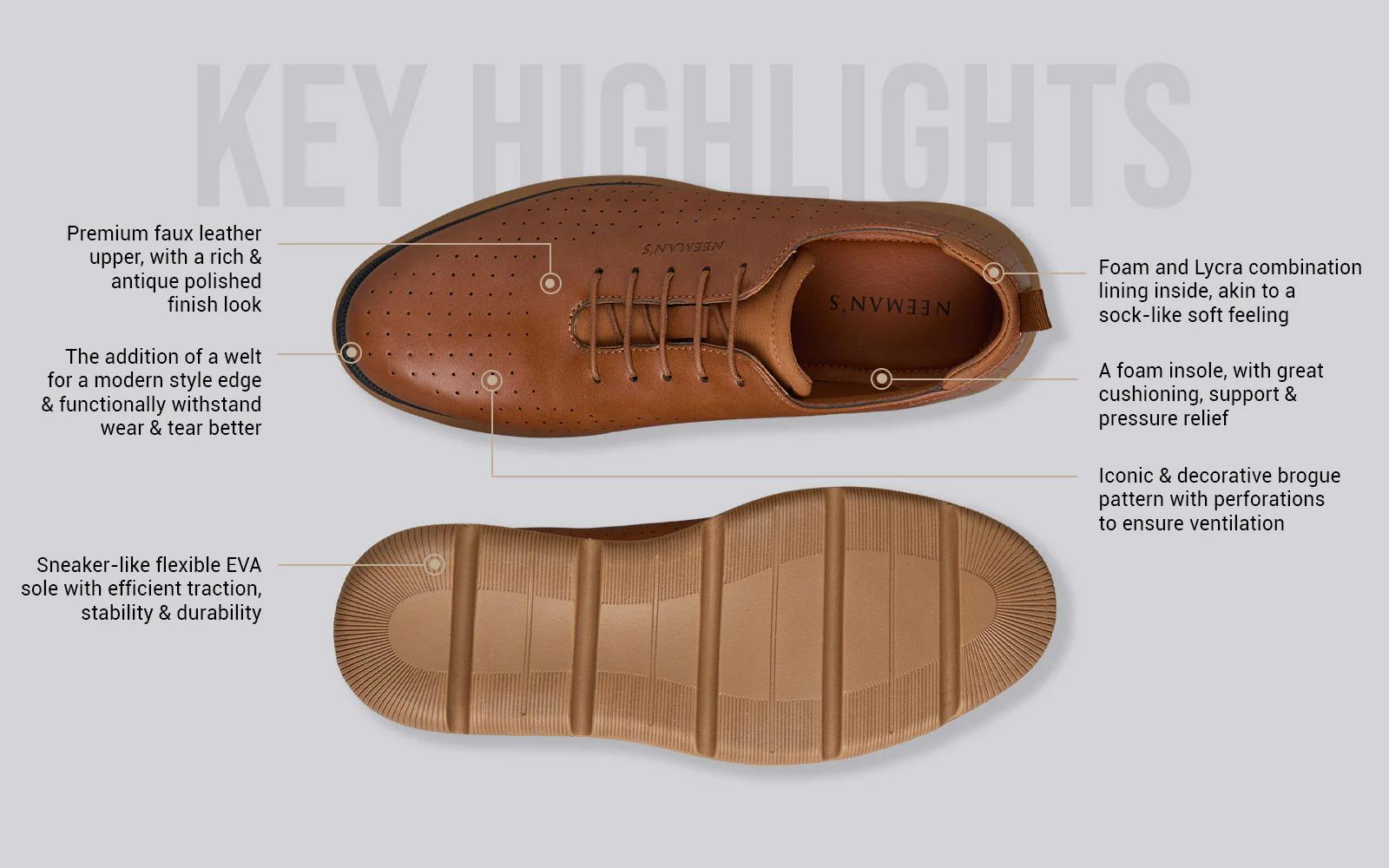 Flexy Brogues : Tan - Image 4