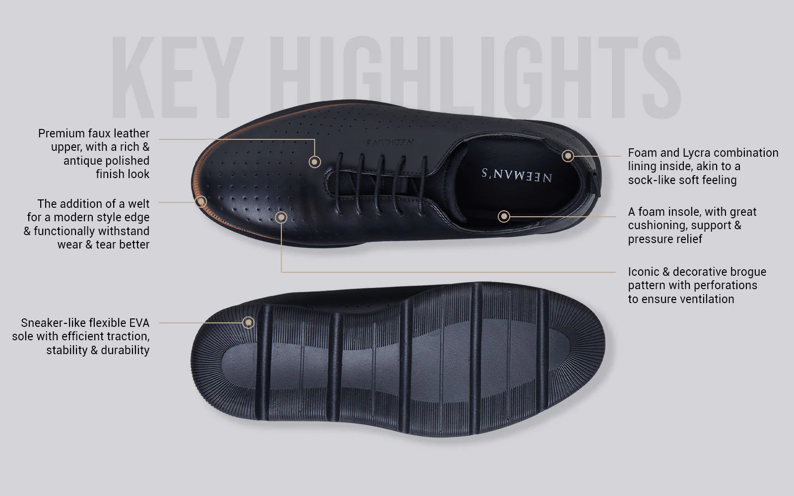 Flexy Brogues : Black - Image 4