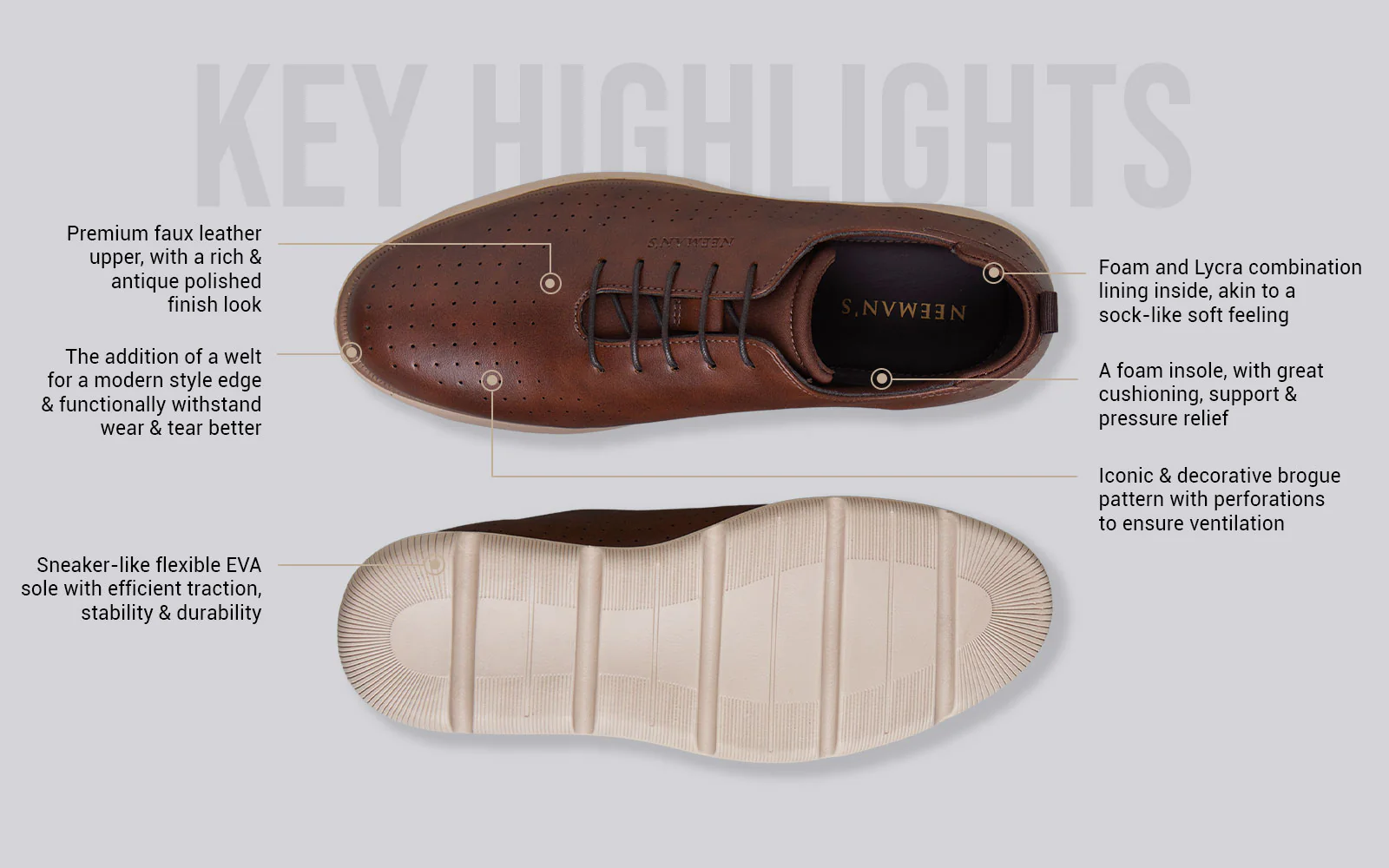 Flexy Brogues : Brown - Image 4