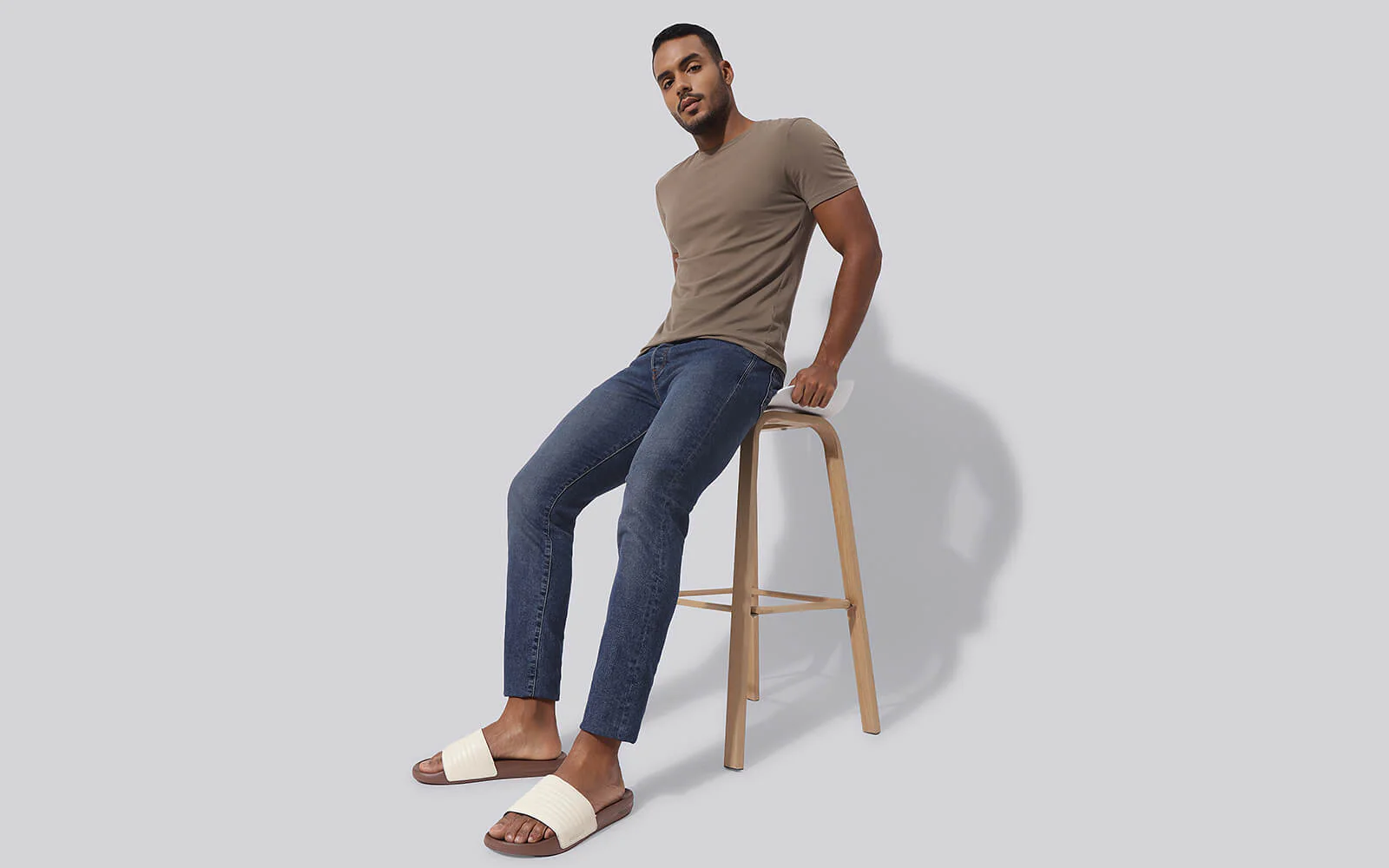 FootBed Slides for Men : Ivory Brown - Image 10