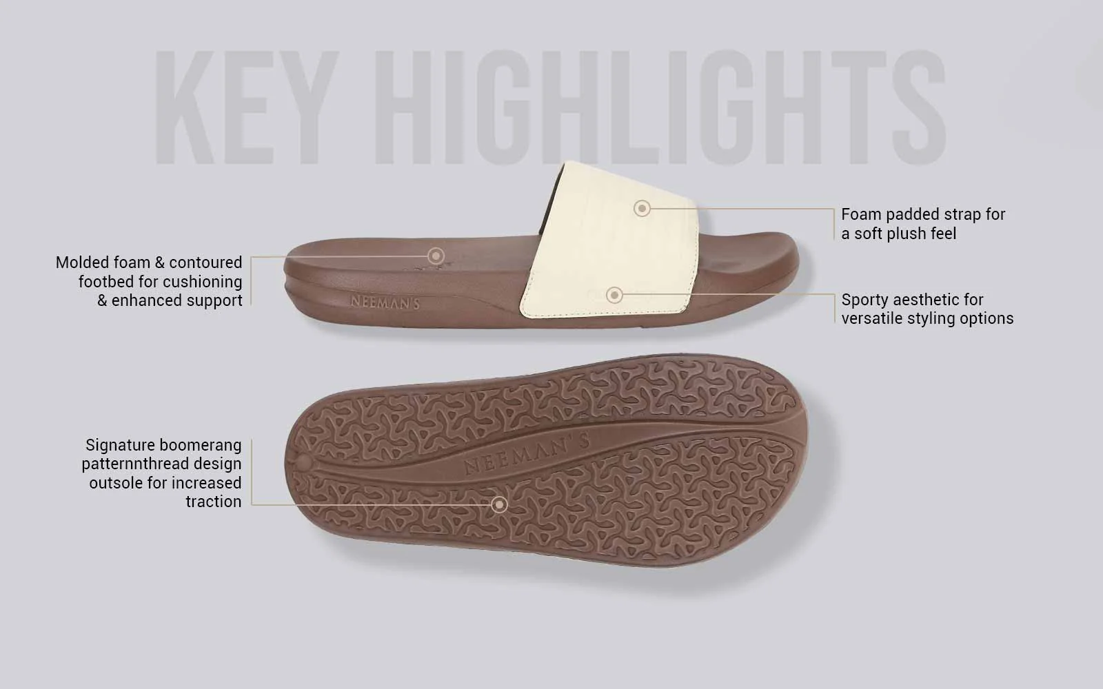 FootBed Slides for Men : Ivory Brown - Image 4