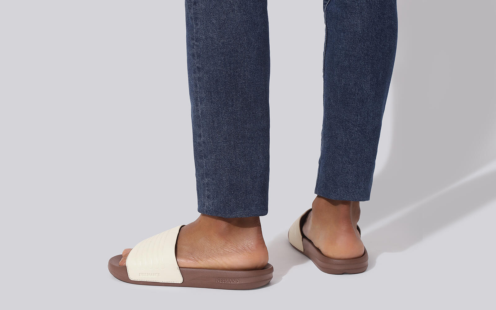 FootBed Slides for Men : Ivory Brown - Image 9
