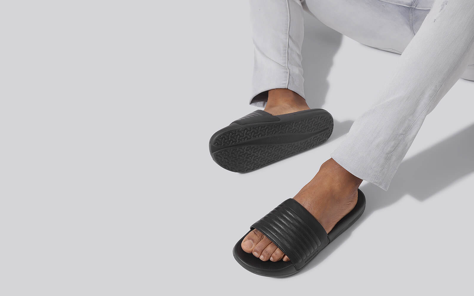 FootBed Slides for Men : Black - Image 8