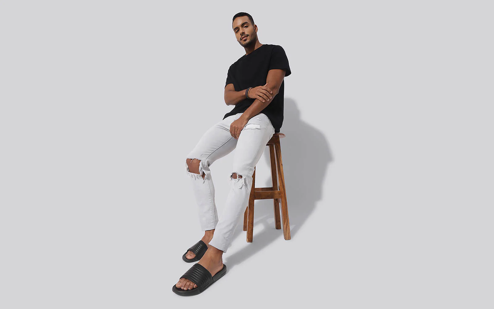 FootBed Slides for Men : Black - Image 9
