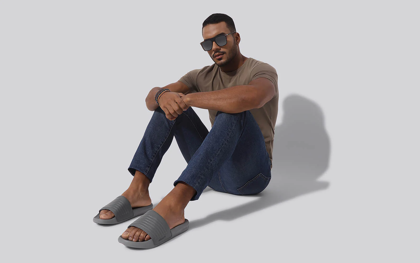 FootBed Slides for Men : Grey - Image 10