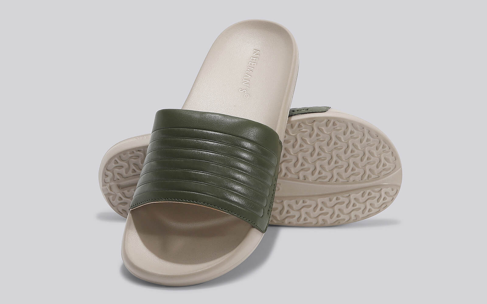 FootBed Slides for Men : Olive Beige - Image 3