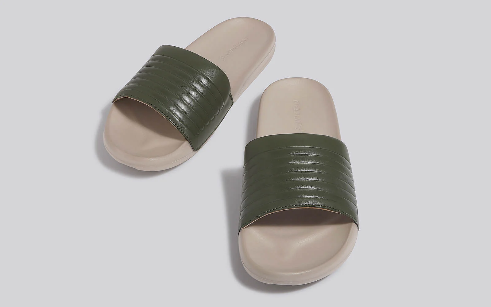 FootBed Slides for Men : Olive Beige - Image 8