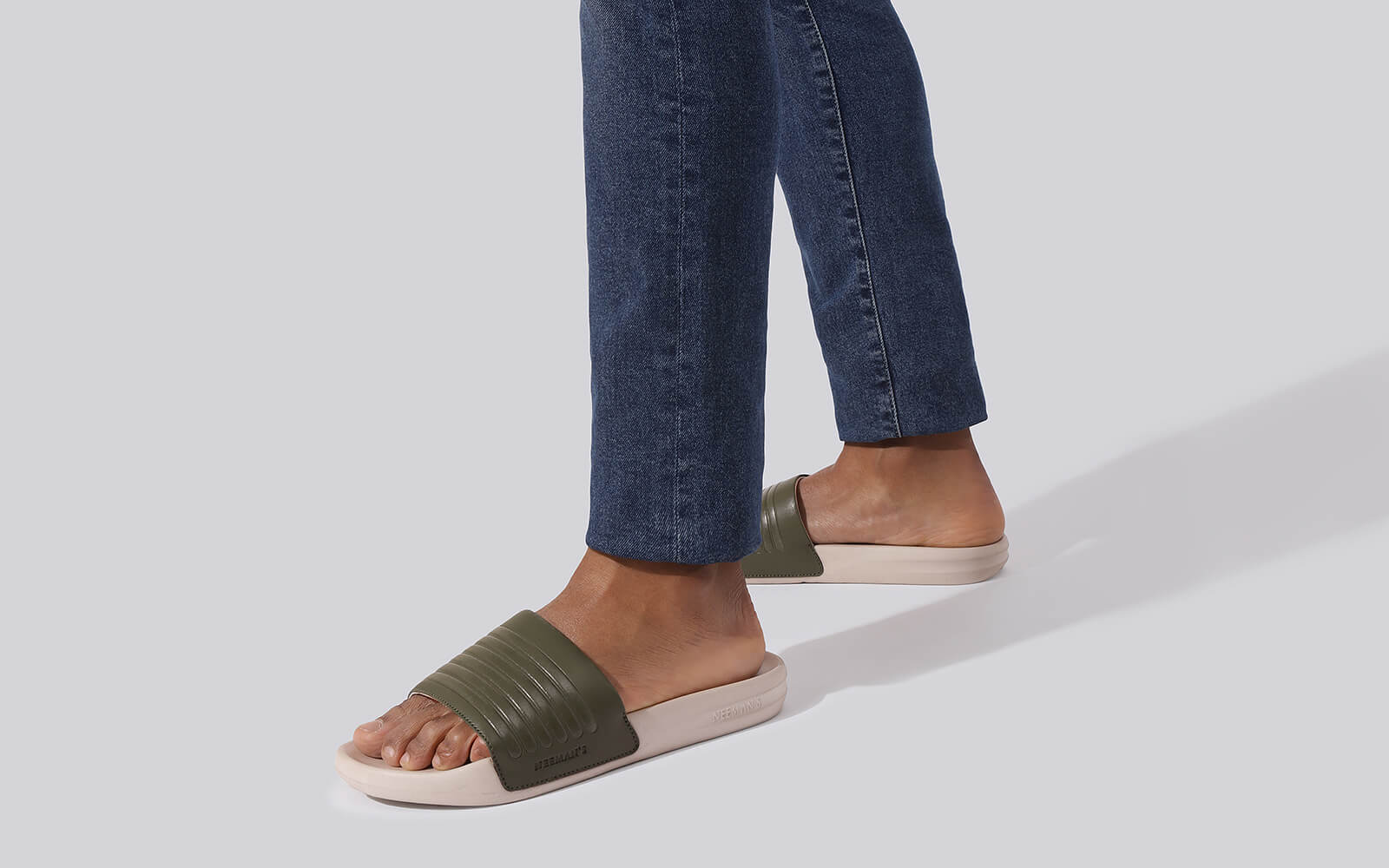 FootBed Slides for Men : Olive Beige - Image 9