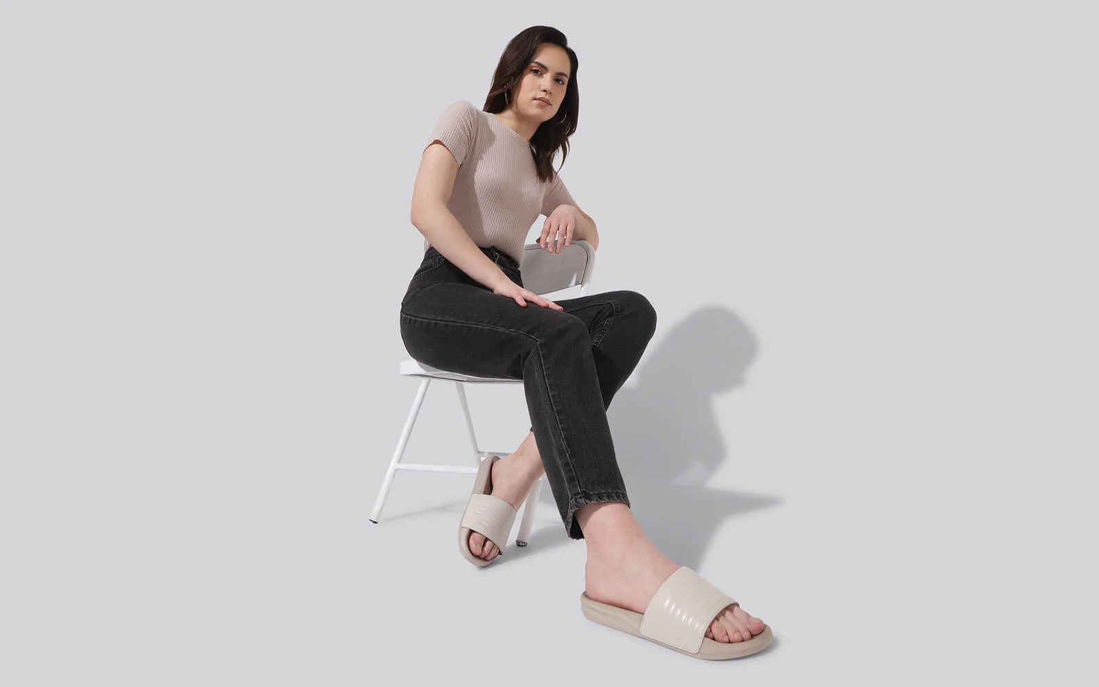 FootBed Slides for Women : Beige - Image 10